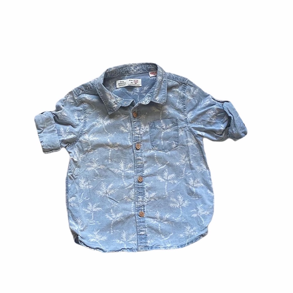 Zara palm tree button down shirt 12-18 months